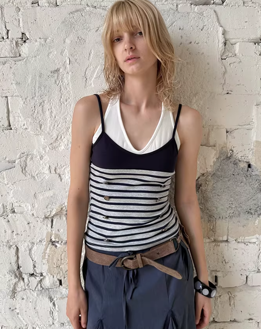 Navy Echo Halter Illusion Cami