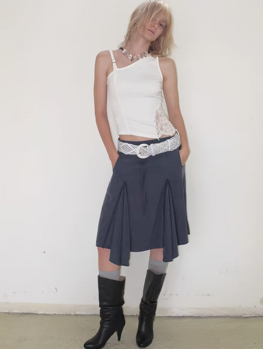 Indigo Worn-In Panel Skirt
