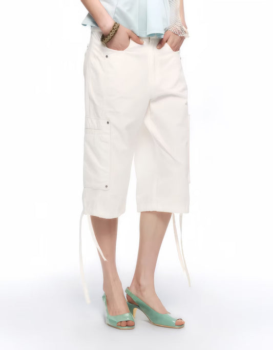 Ivory Rivet Straight Crop Denim