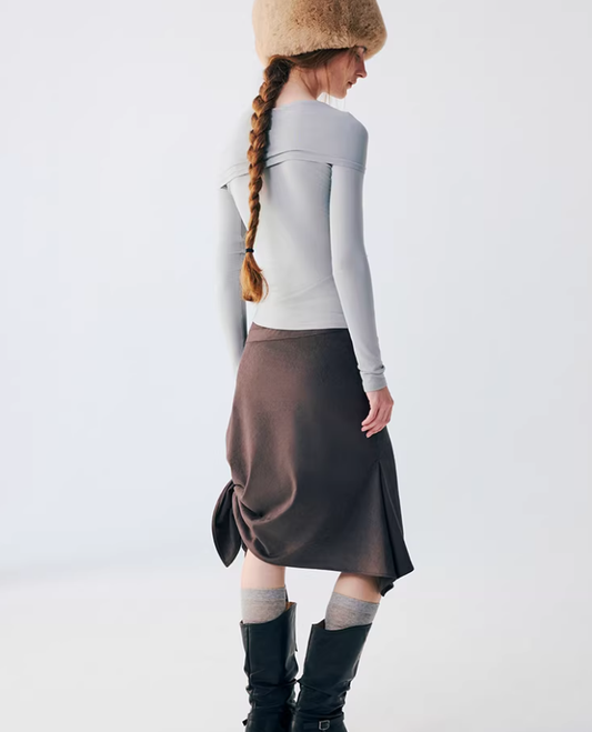 VersaTie Off-Shoulder Ribbed Wrap Top