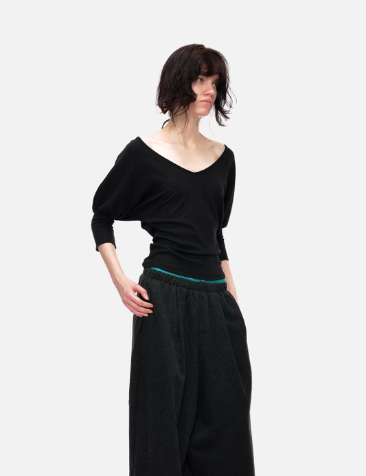 Noir Muse Batwing Waist Knit Blouse